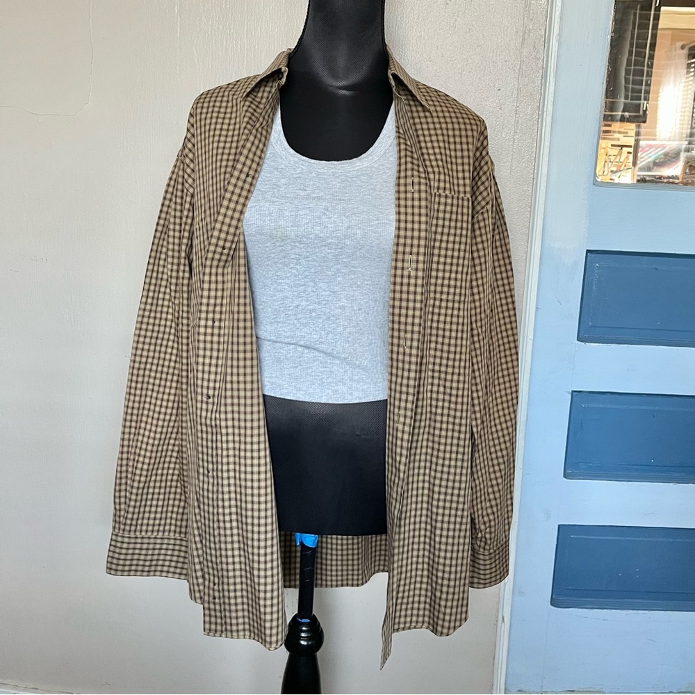 Slates 90s earthy brown plaid button down flannel